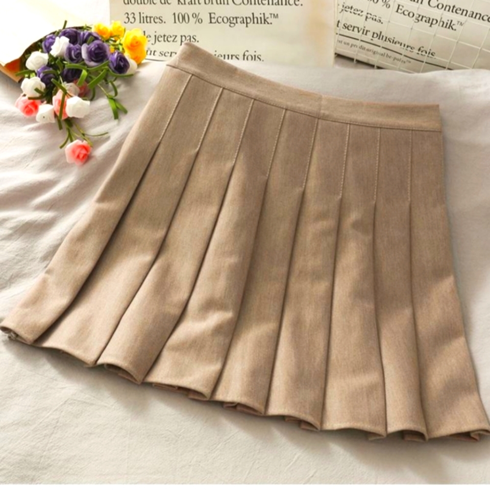 Light brown taupe pleated skirt